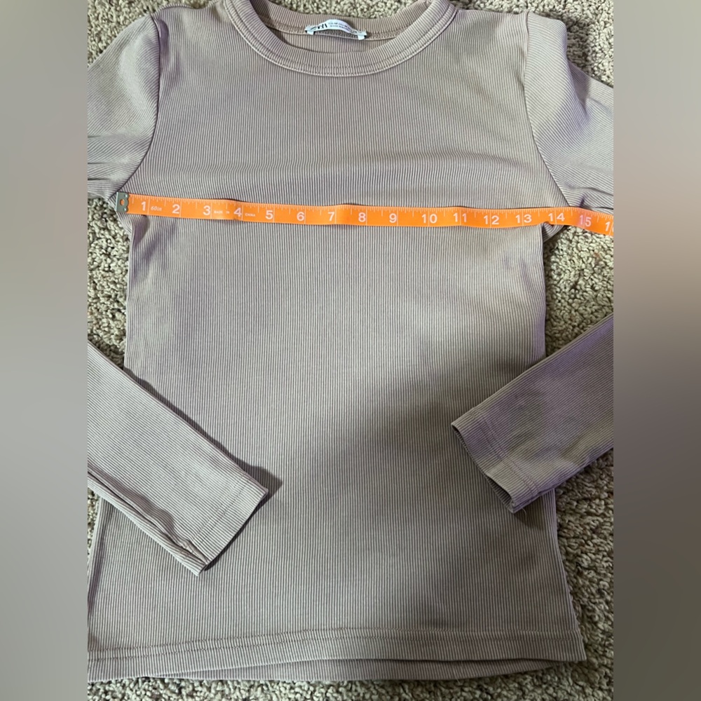 Zara Long-Sleeve Ribbed Crewneck Top - Blush Pink - Picture 3 of 5